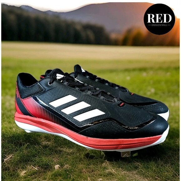 Adidas Icon 7 S23858 Black Red Metal Baseball Cleats Sneakers - Men's Size 16 - Picture 3 of 14